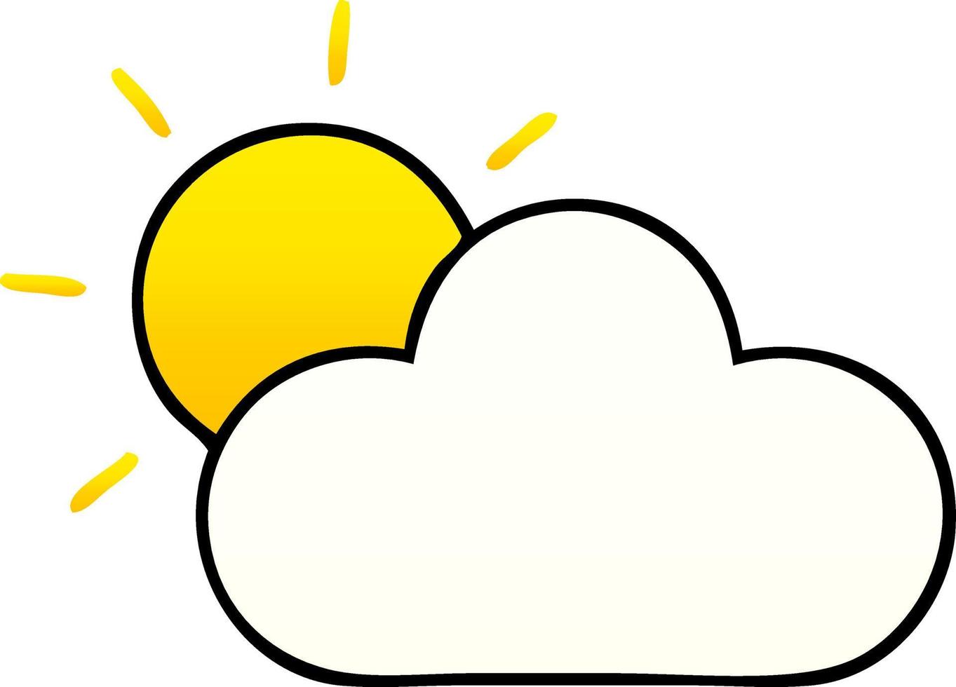 gradient shaded cartoon sunshine and cloud vector