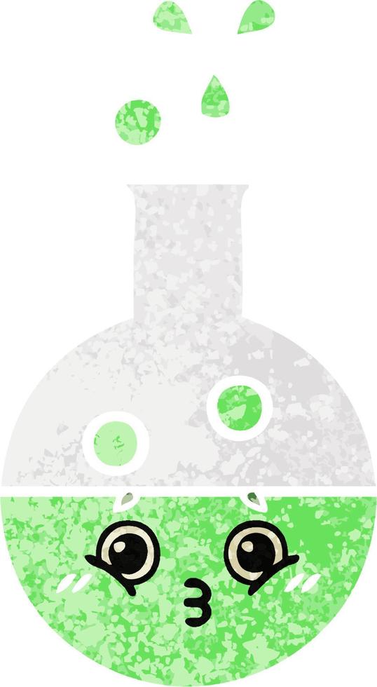 retro illustration style cartoon test tube vector