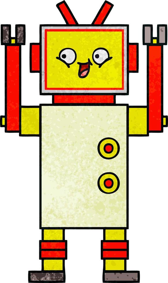 retro grunge texture cartoon robot vector