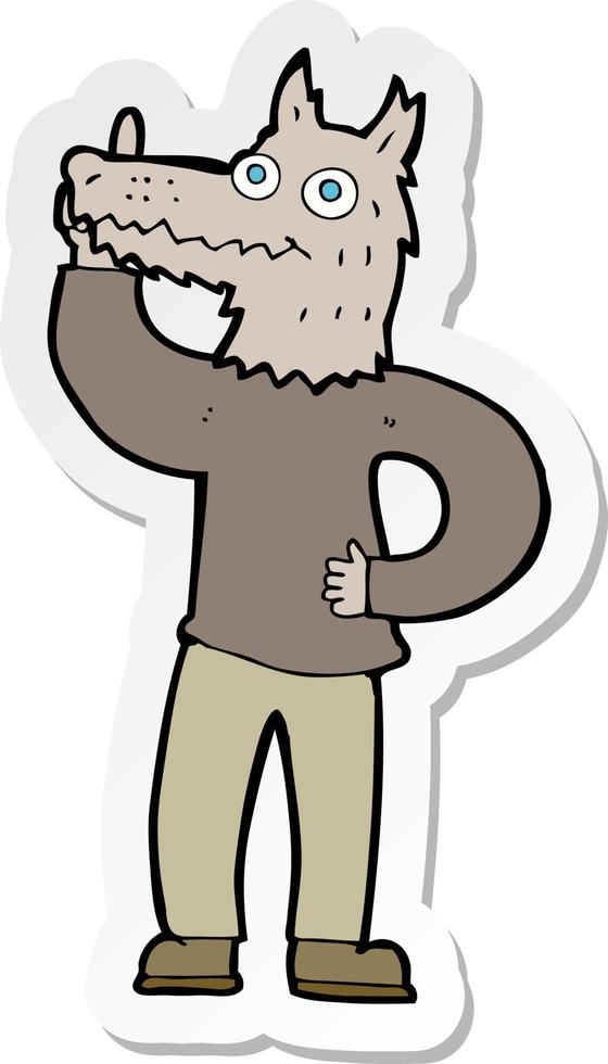 sticker of a cartoon werewolf with idea vector
