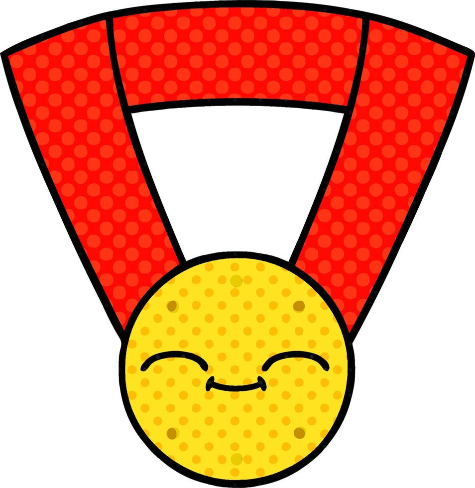 medalla de oro de dibujos animados de estilo cómic vector