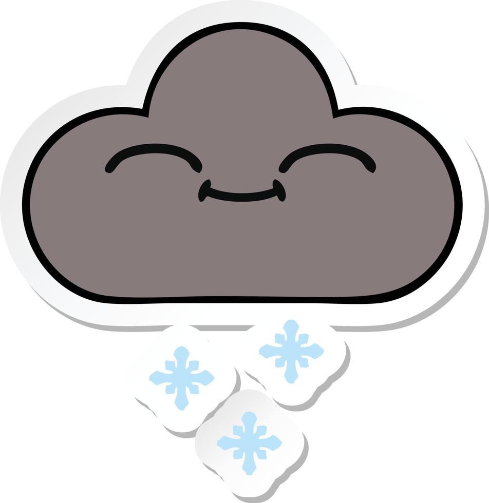 sticker of a cute cartoon happy snow cloud vector