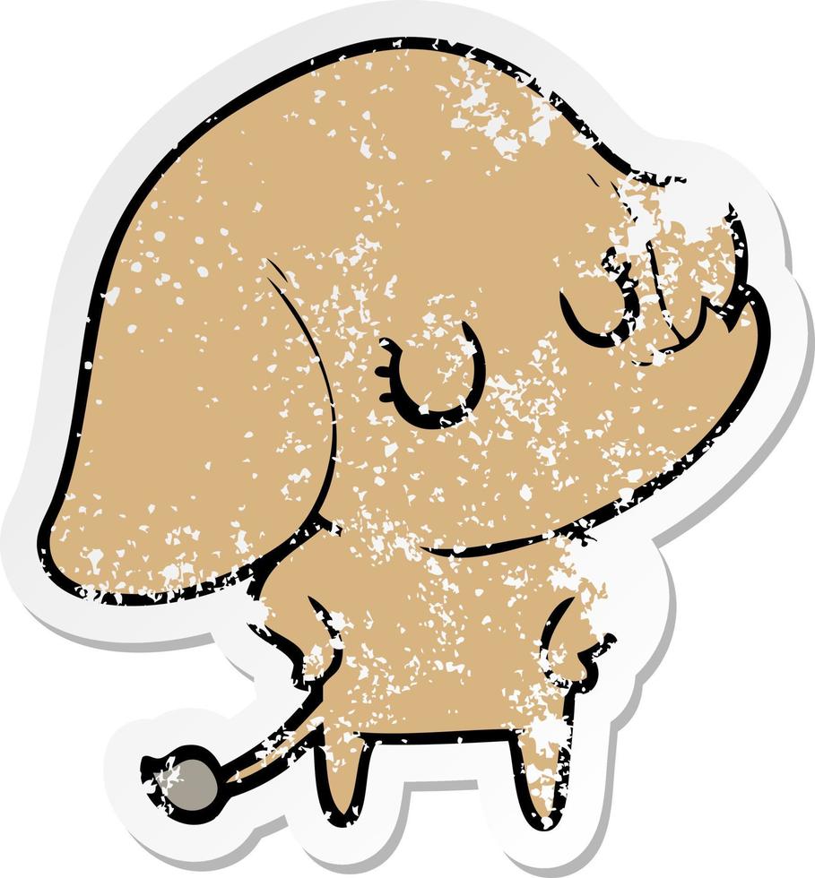 distressed sticker of a cute cartoon elephant vector