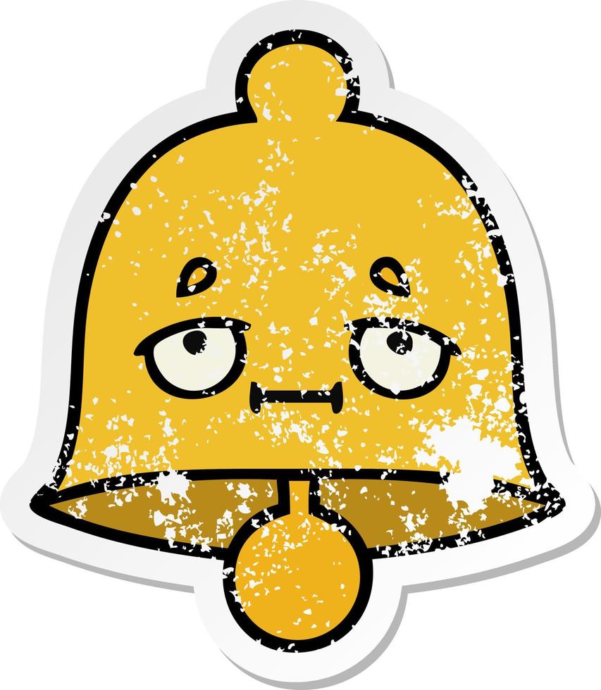 distressed sticker of a cute cartoon bell vector