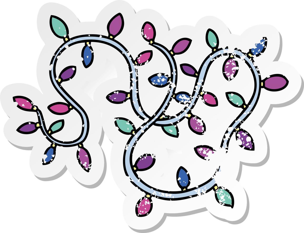 distressed sticker cartoon doodle of colourful lights vector