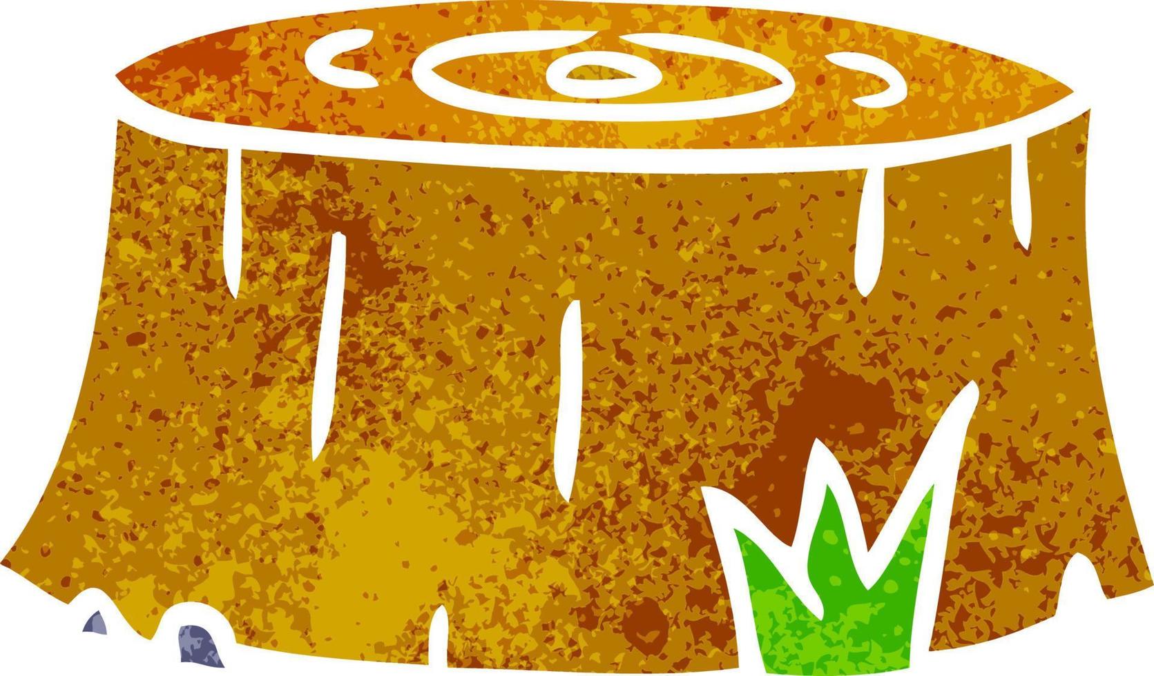 retro cartoon doodle of a tree log vector