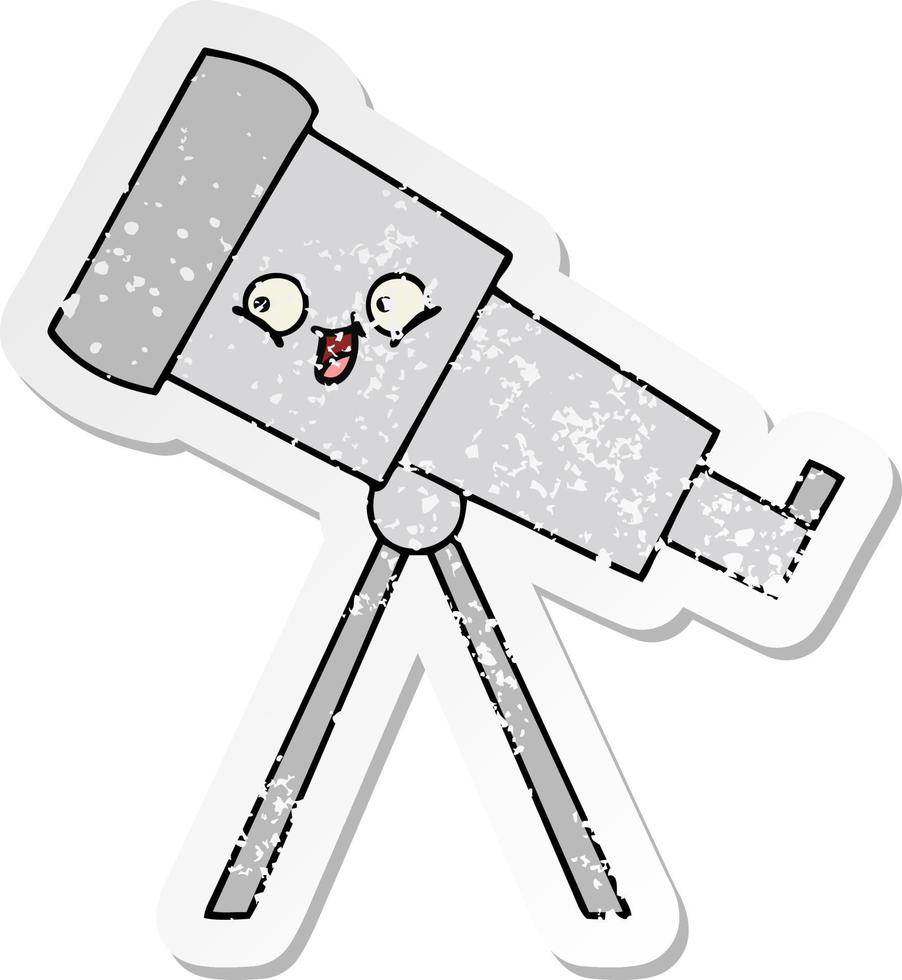 distressed sticker of a cute cartoon telescope vector