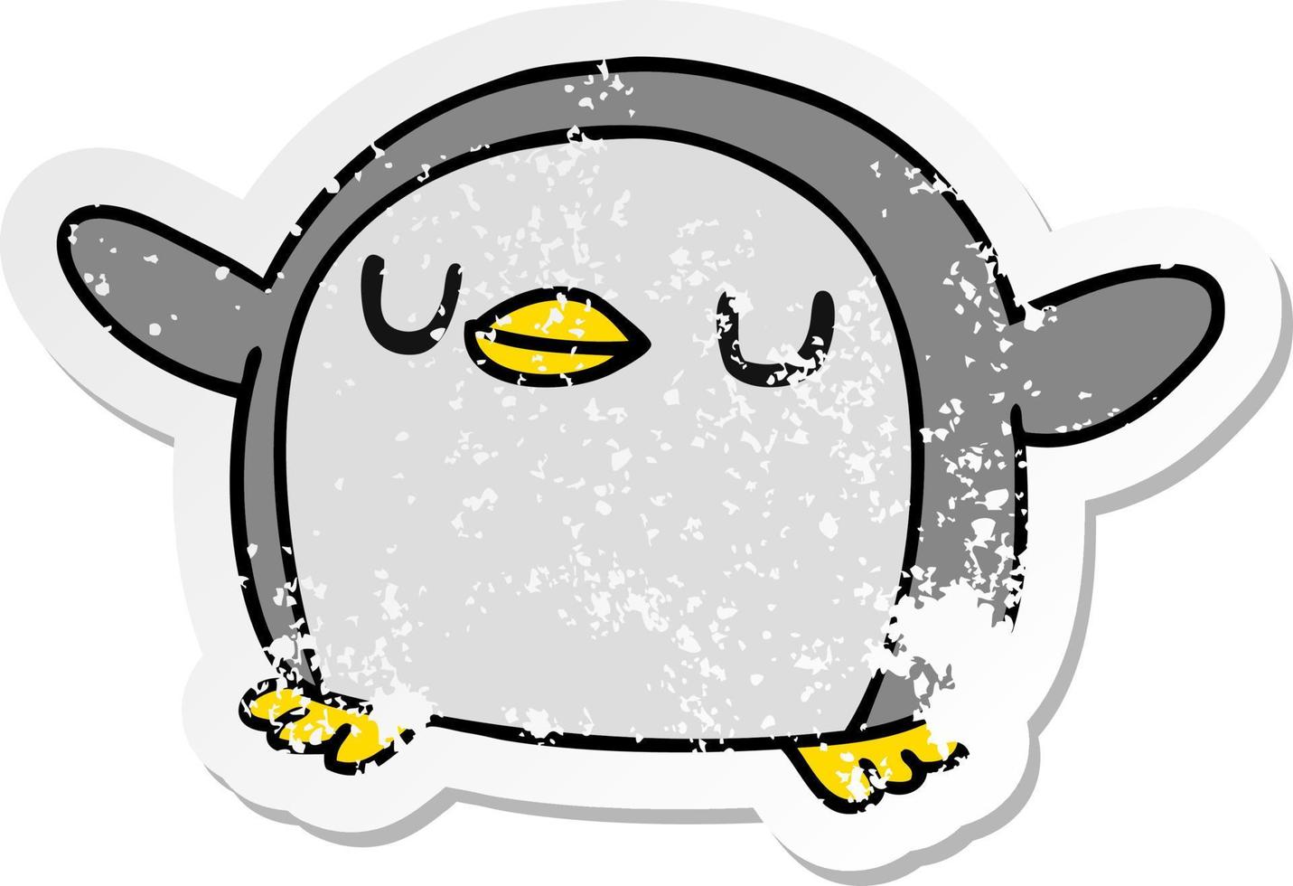 distressed sticker cartoon kawaii of a cute penguin vector