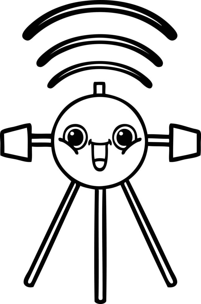 line drawing cartoon satellite vector