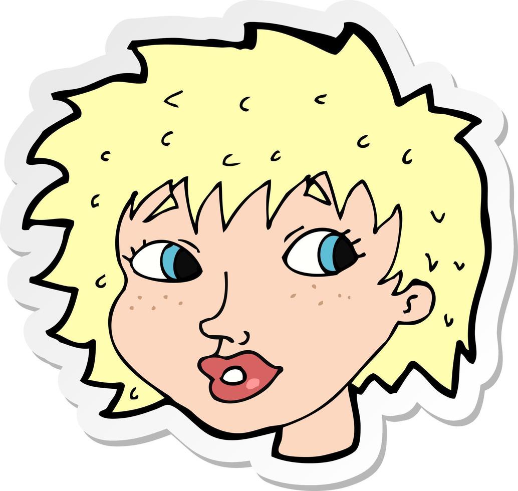 sticker of a cartoon surprised woman vector