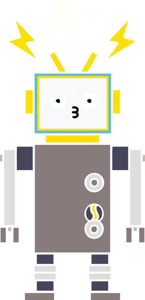 flat color retro cartoon robot vector