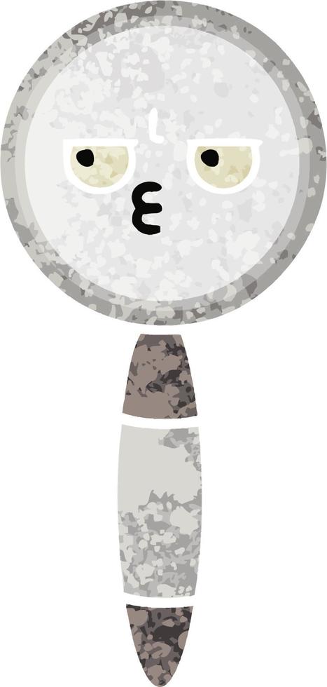 retro illustration style cartoon magnifying glass vector