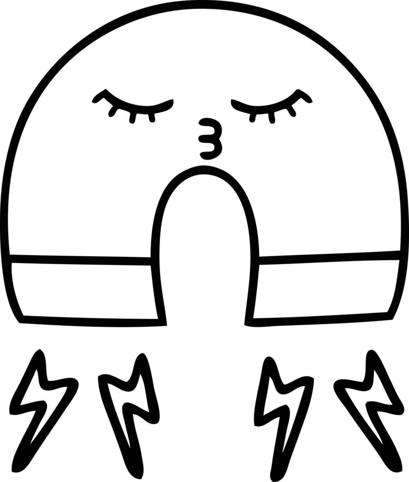 line drawing cartoon magnet vector