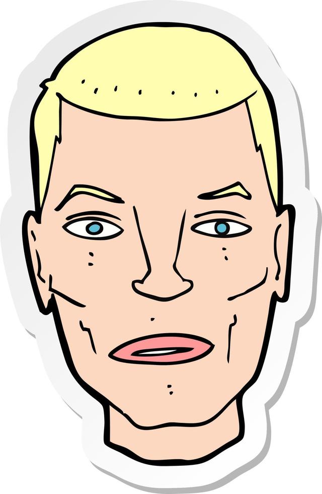 sticker of a cartoon serious male face vector