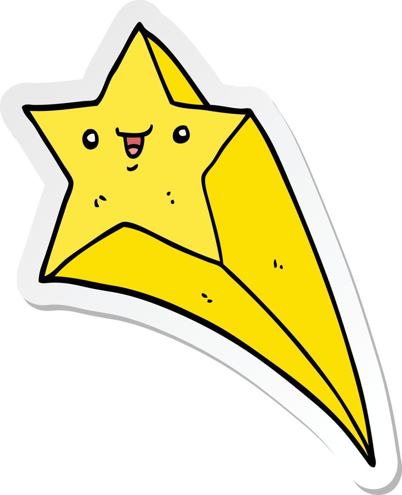 sticker of a cartoon shooting star vector