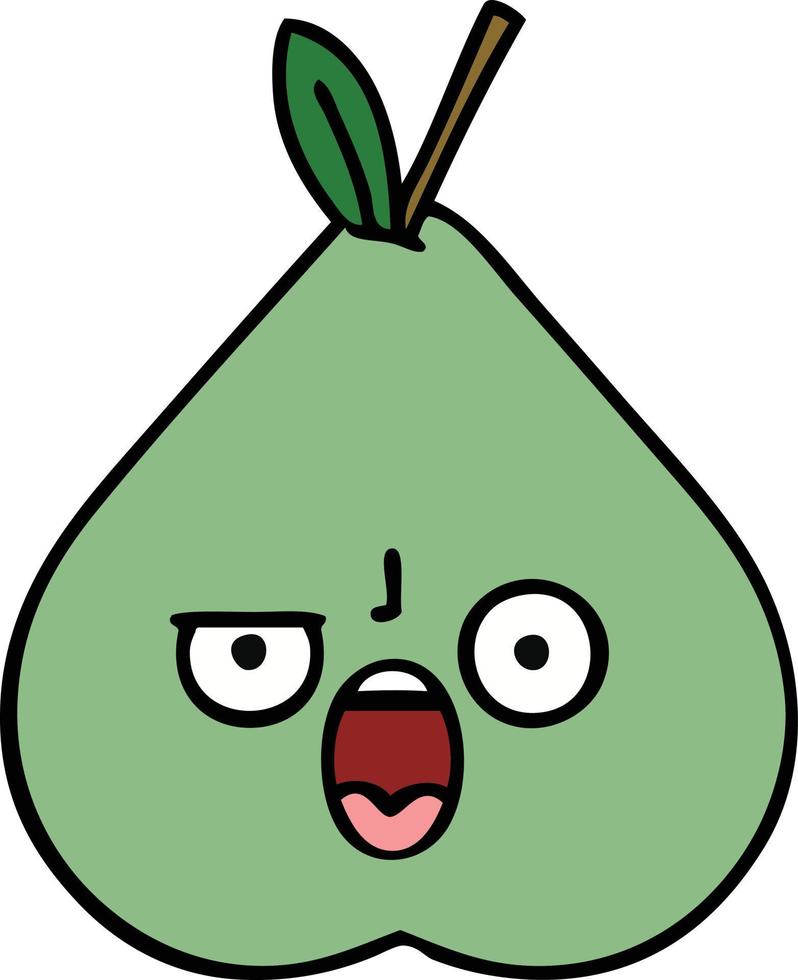 cute cartoon green pear vector