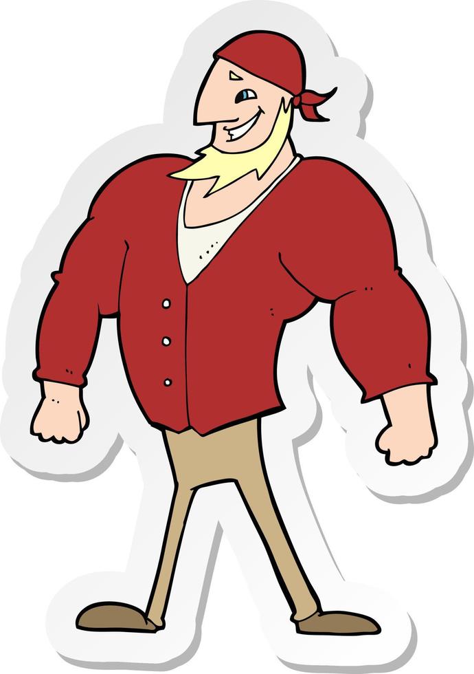 sticker of a cartoon manly sailor man vector