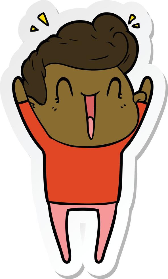 sticker of a cartoon excited man vector