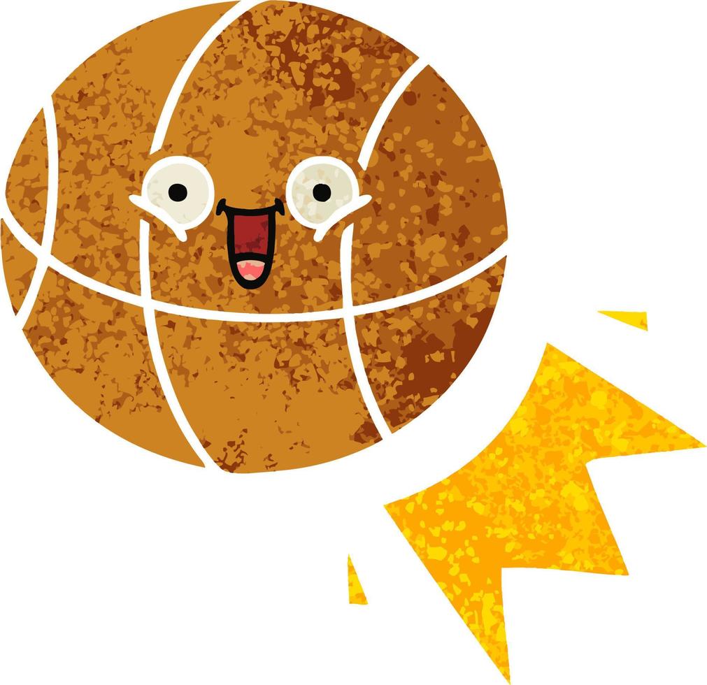 baloncesto de dibujos animados de estilo de ilustración retro vector