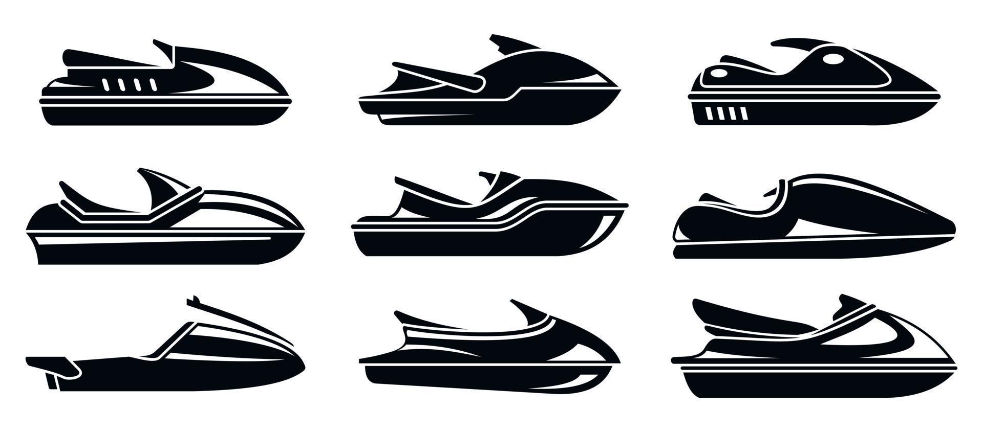 Water jet ski icons set, simple style vector