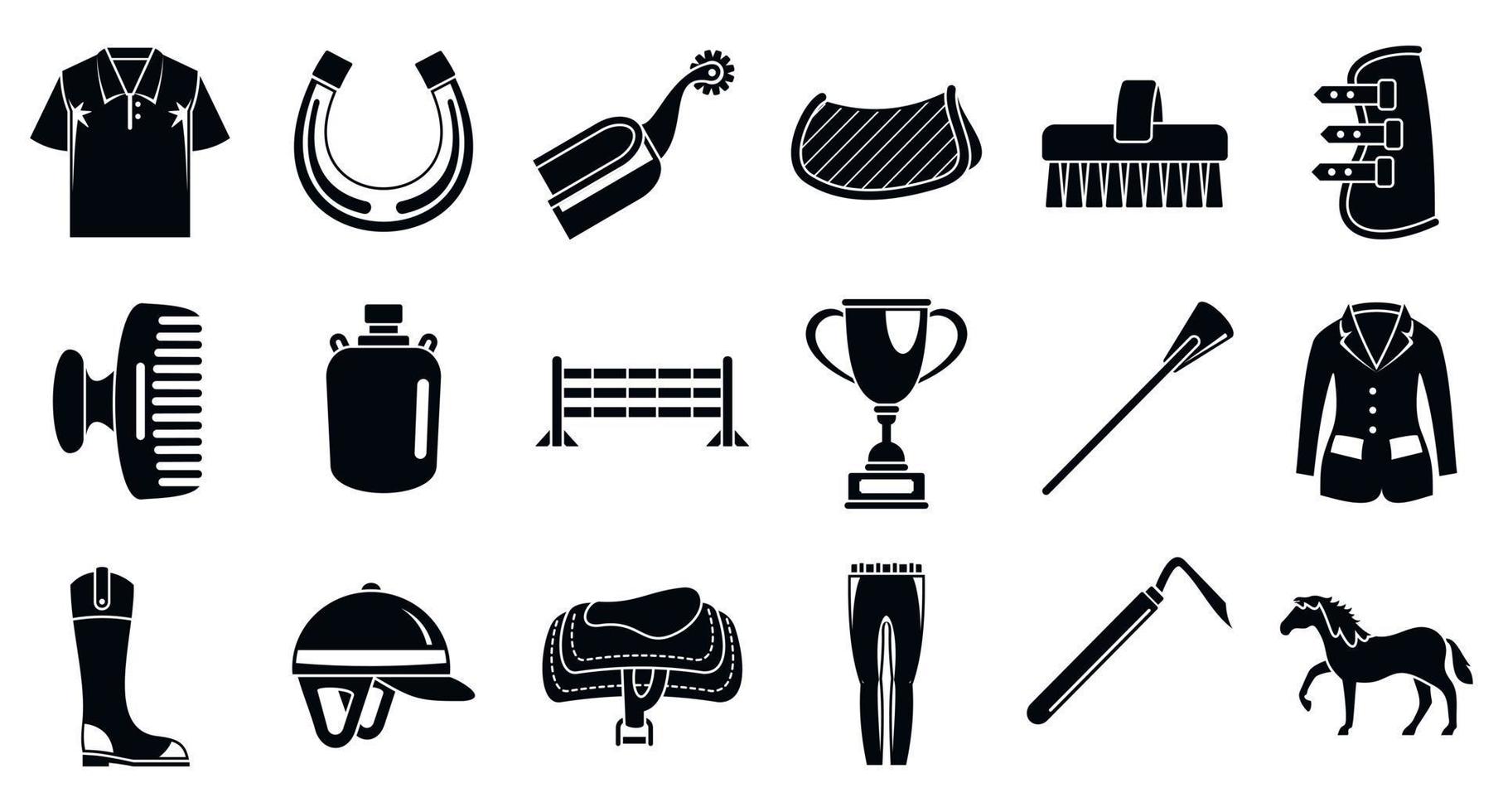 Horseback riding activity icon set, simple style vector