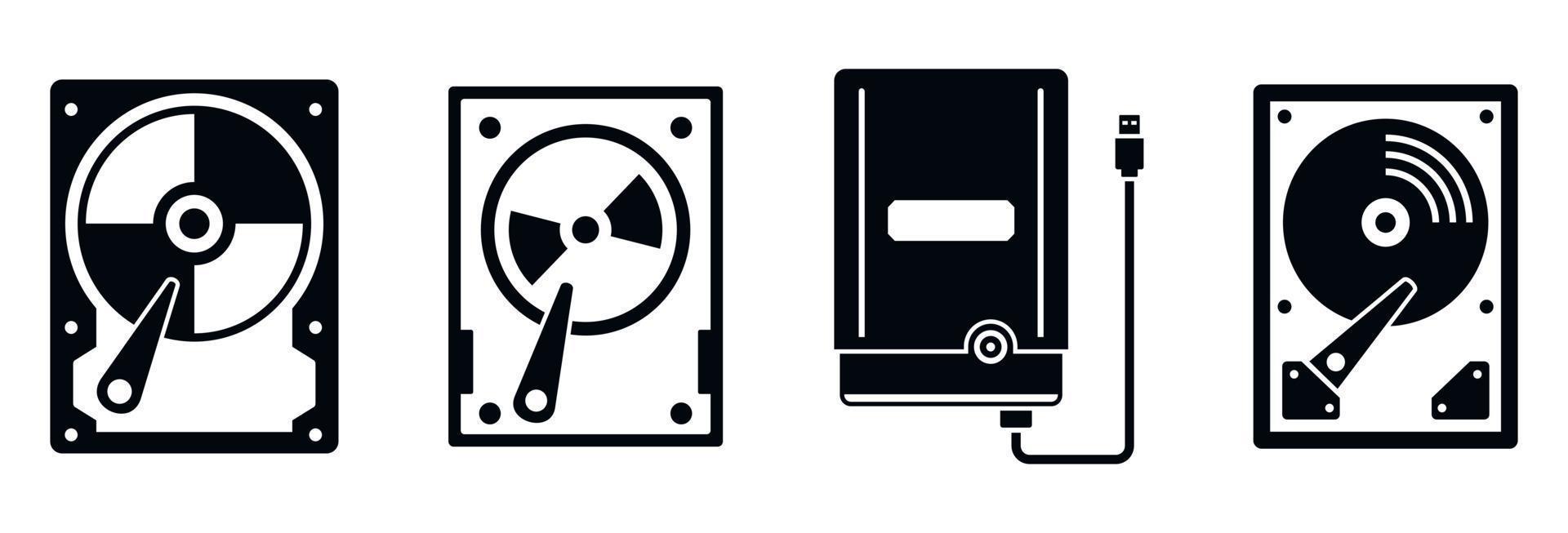 External hard disk icons set, simple style vector