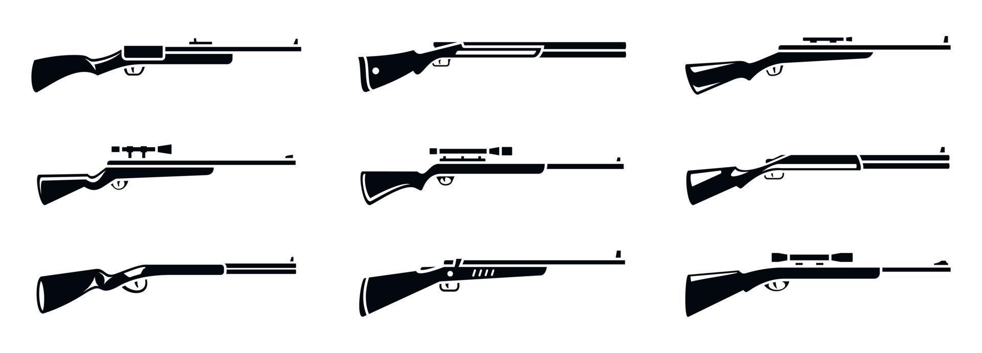 Conjunto de iconos de rifle de caza de francotirador, estilo simple vector