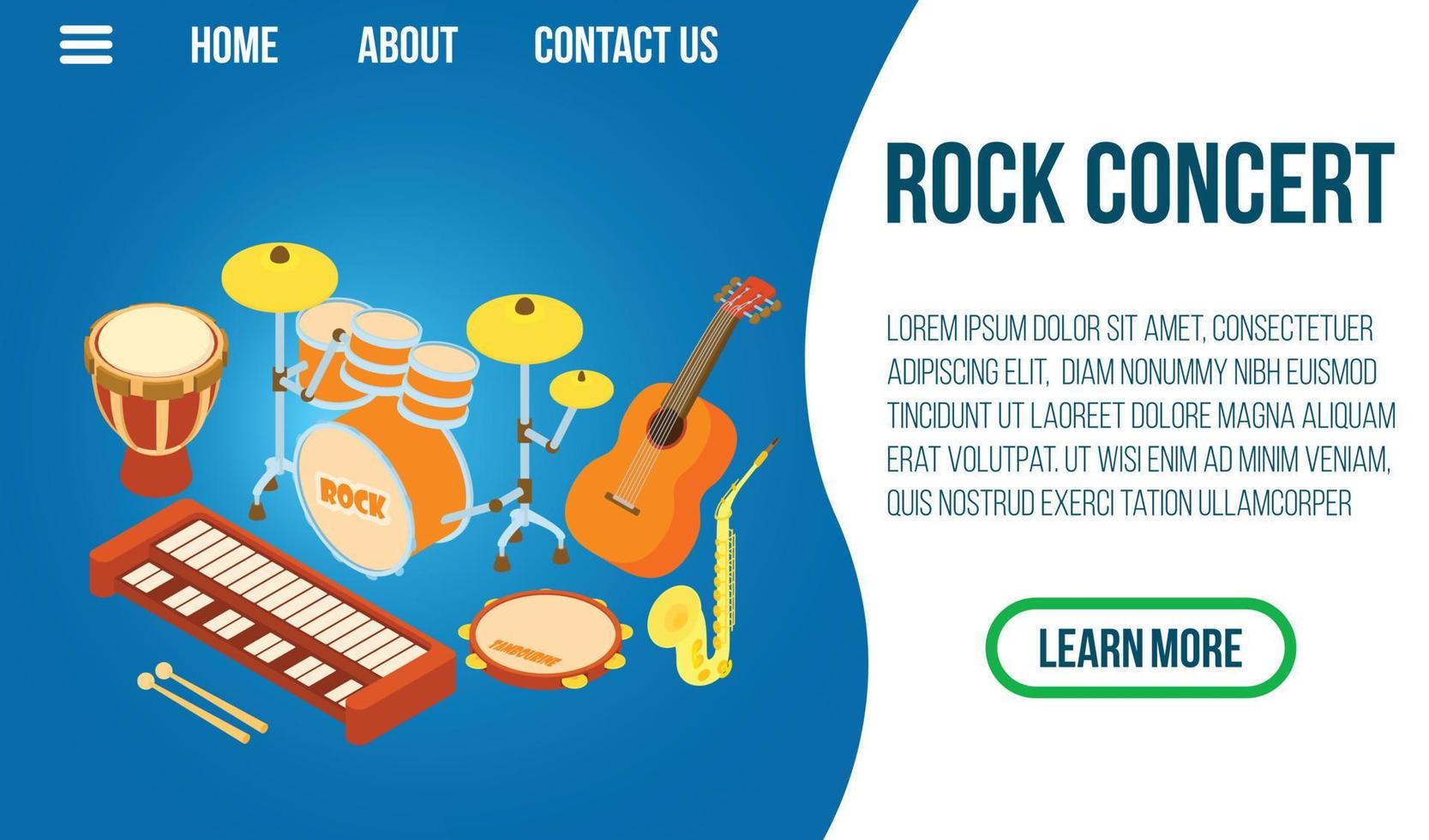 Rock concert concept banner, isometric style vector