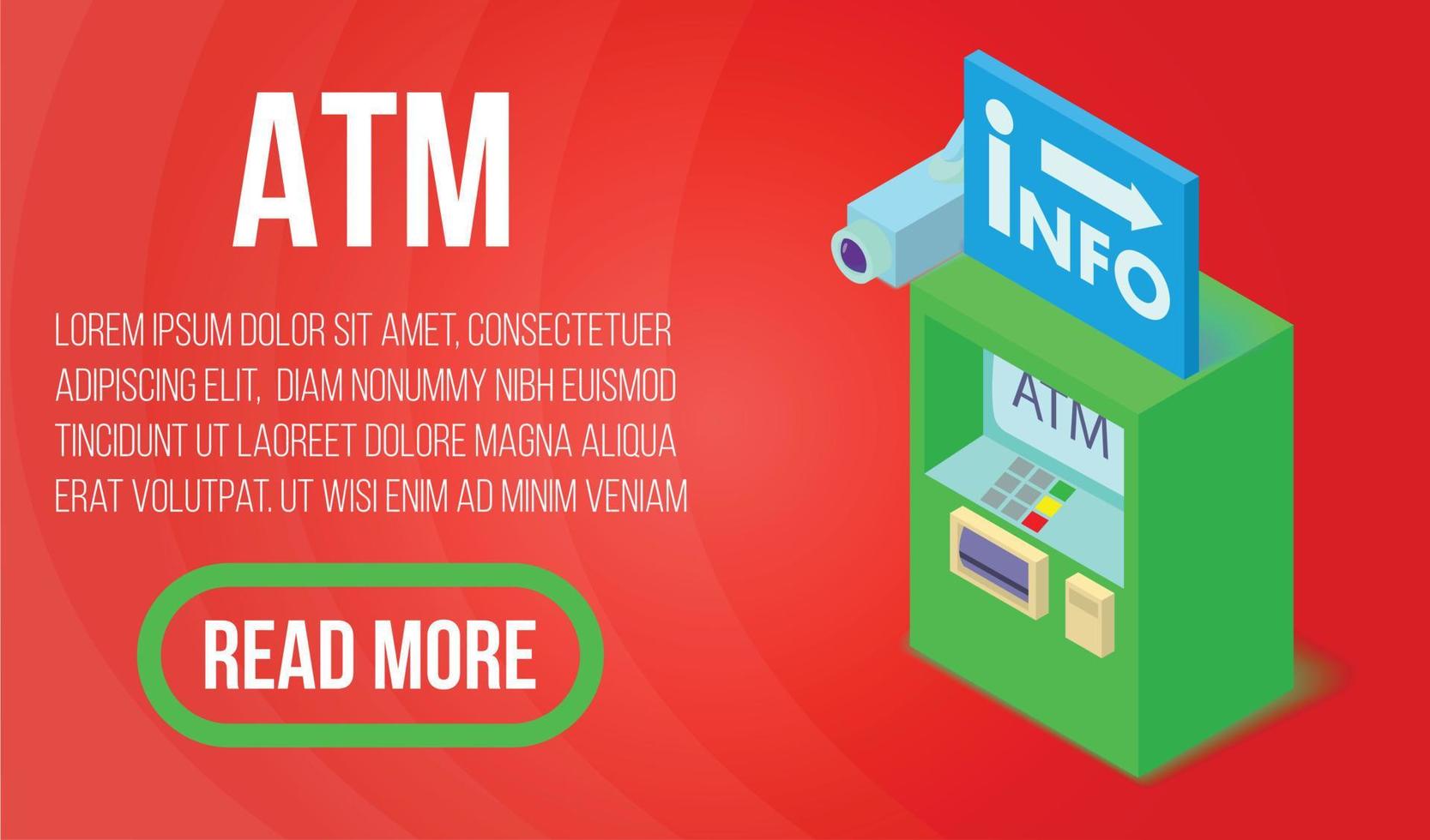 ATM concept banner, isometric style vector