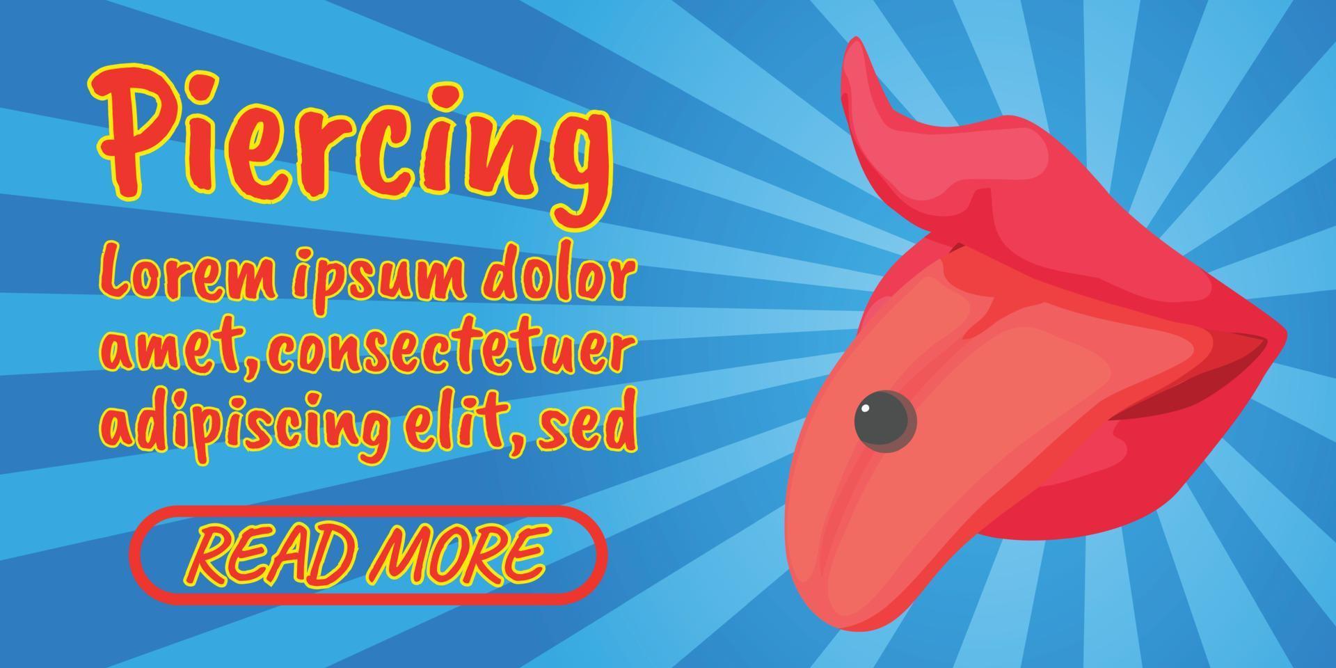 Piercing concept banner, comics isometric style vector