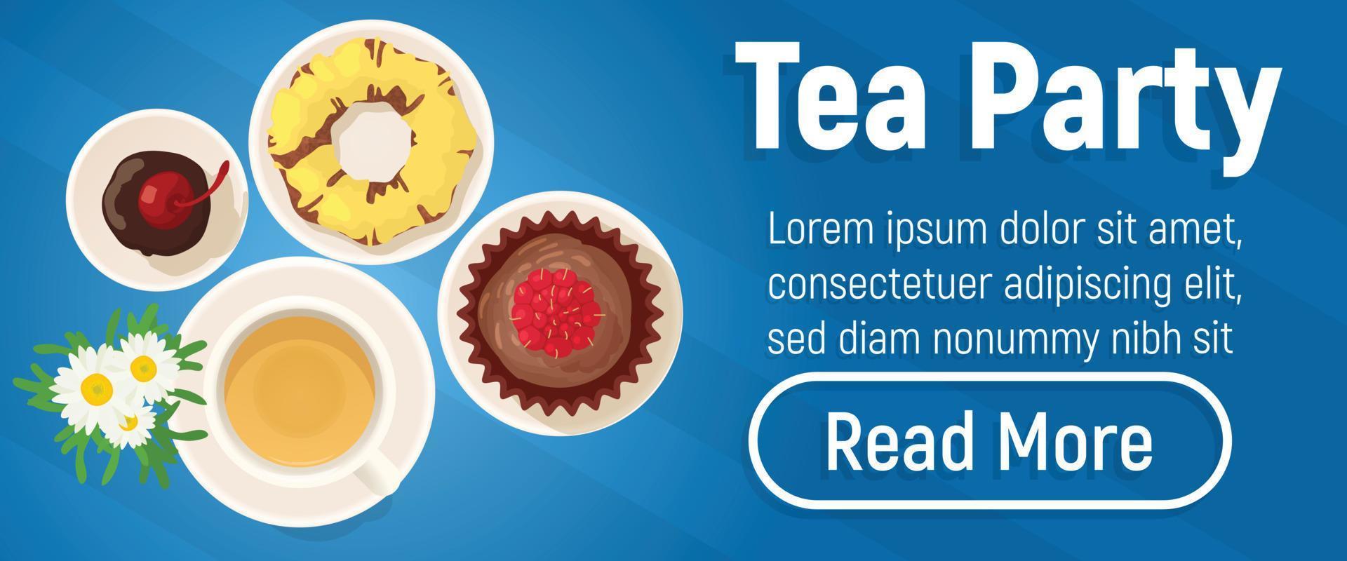 Tea party concept banner, isometric style vector