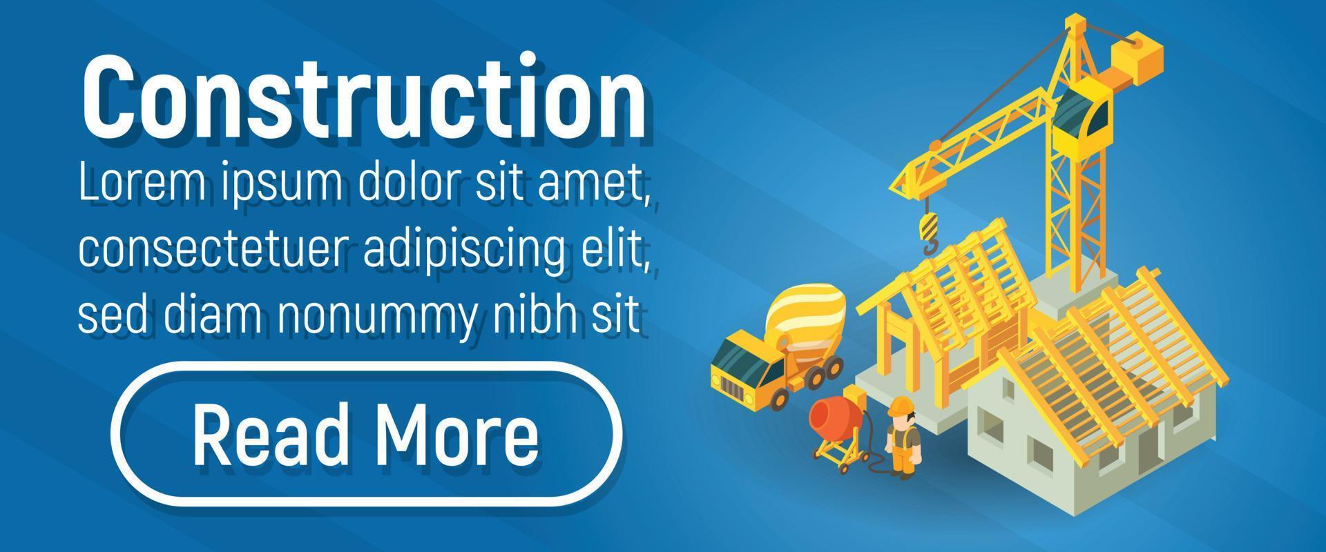 Construction concept banner, isometric style vector