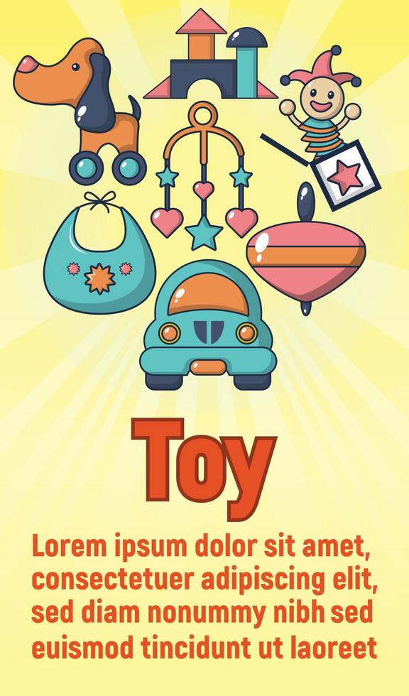 Toy concept banner, cartoon style vector
