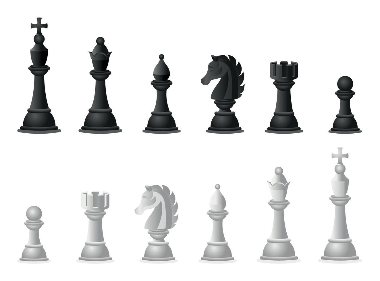 Chess icons set, cartoon style vector