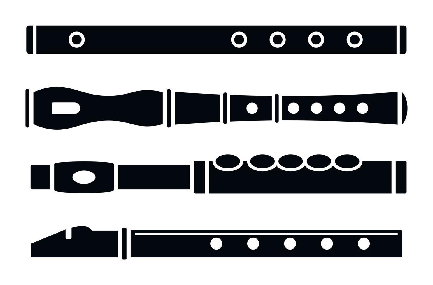 Flute instrument icon set, simple style vector