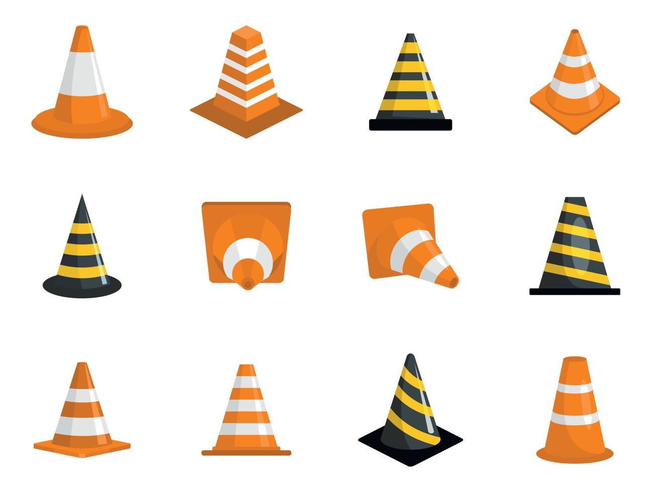 Traffic cone icons set vector isolated