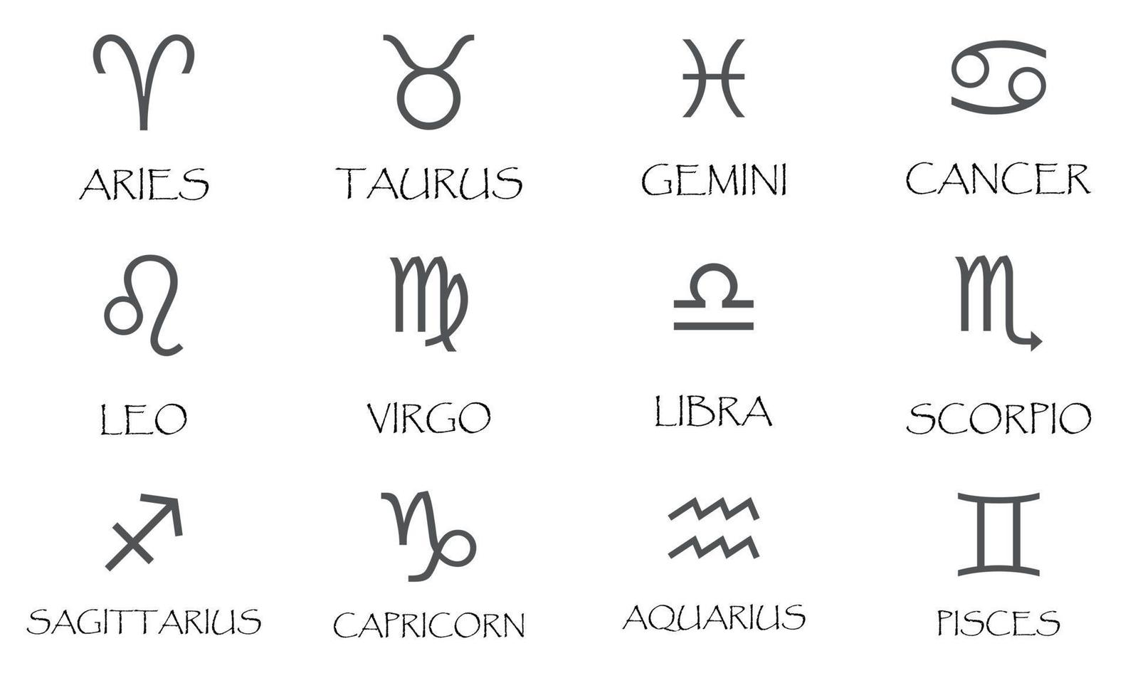 Zodiac signs icons set vector simple 8790713 Vector Art at Vecteezy