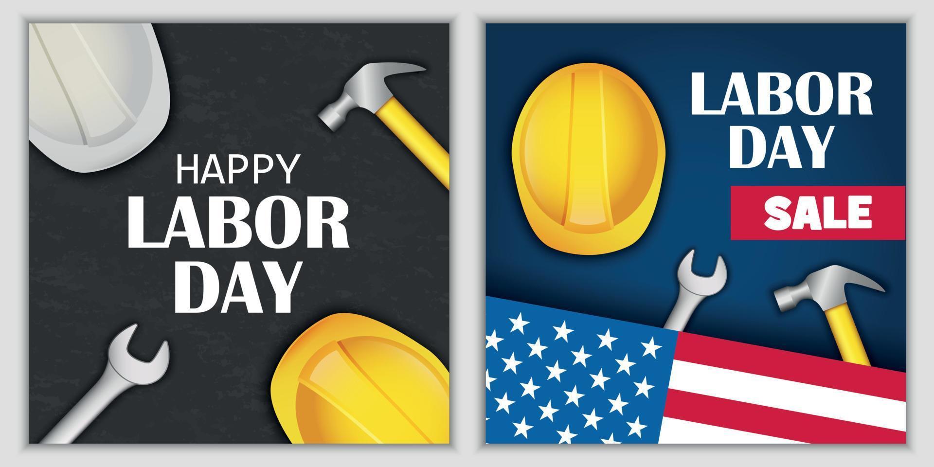 Labor Day sale banner concept set, realistic style vector