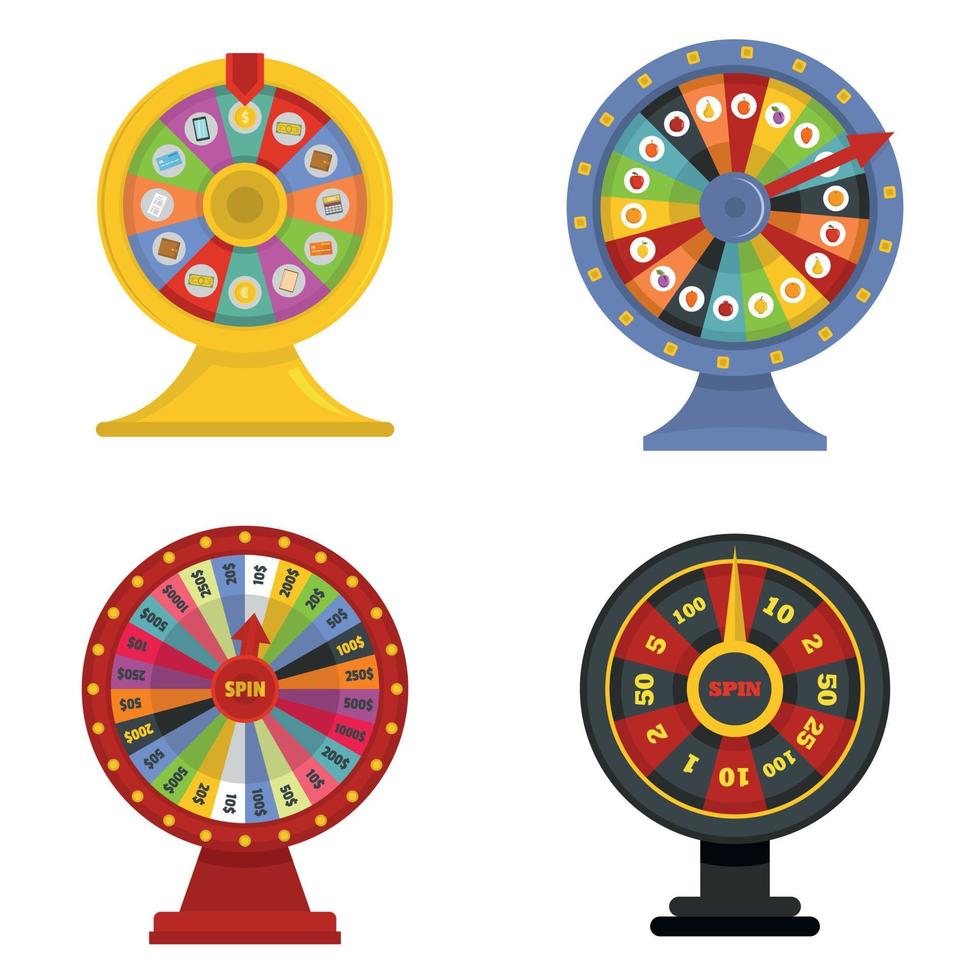 Spin wheel banner concept set vector isolated