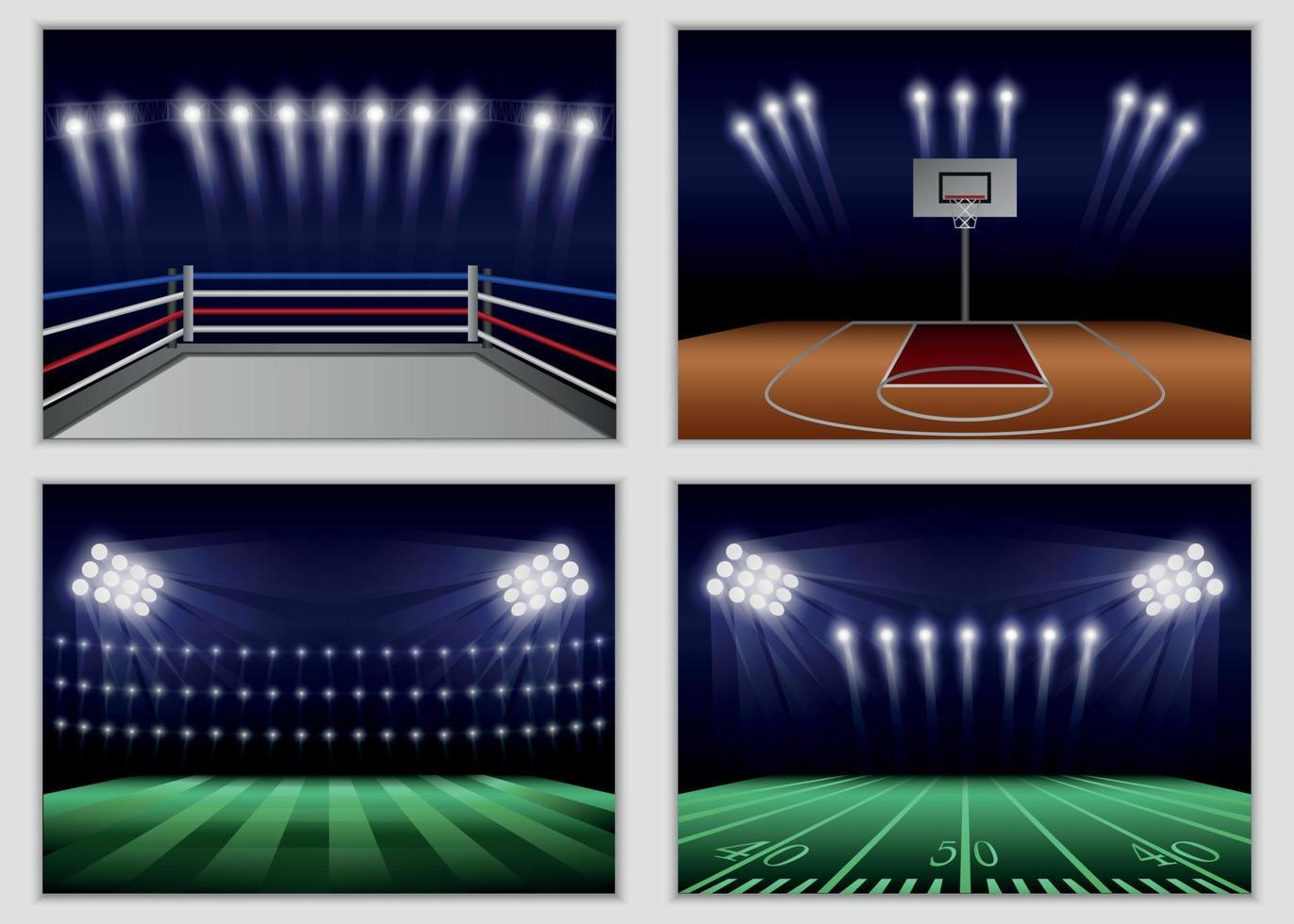 Arena stadium scene banner set, realistic style vector