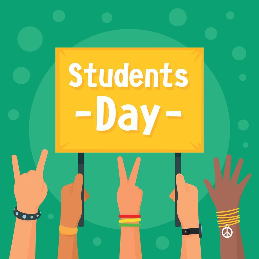 Students day concept background, flat style vector