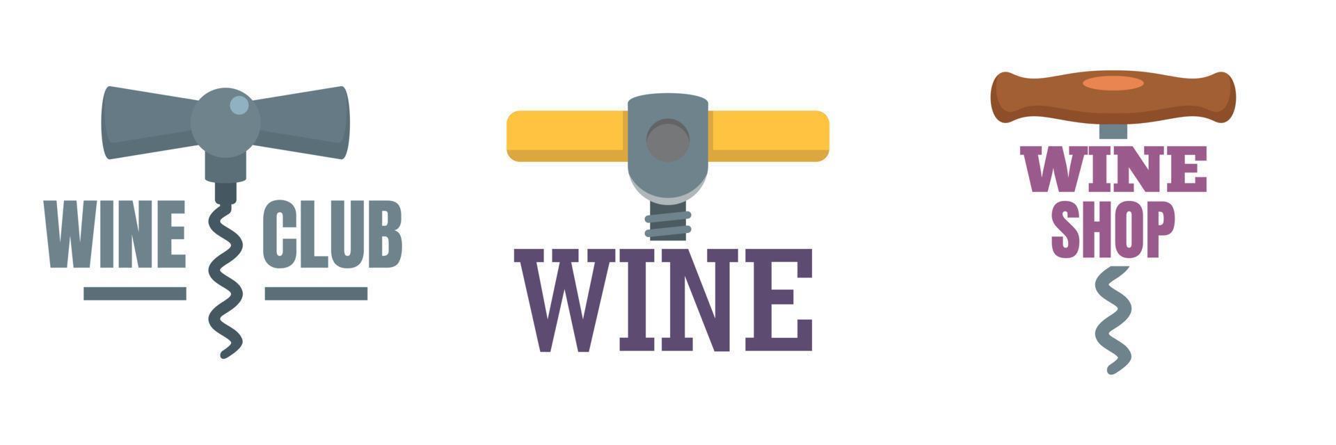 Corkscrew logo set, flat style vector