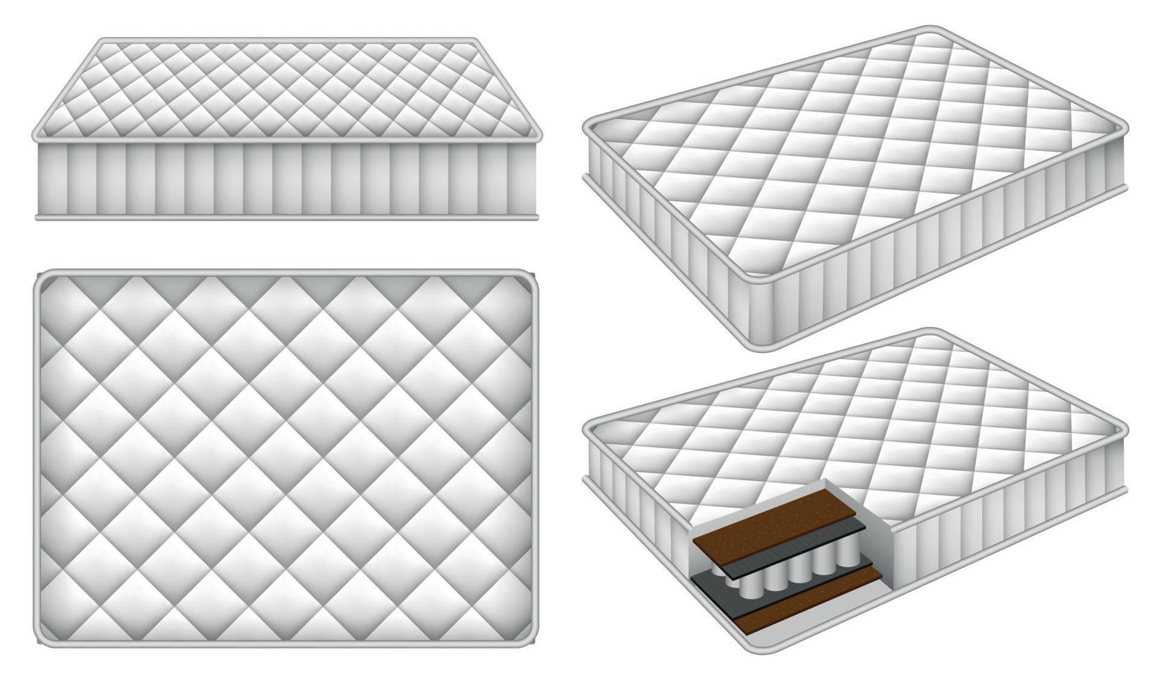 juego de maquetas de cama de colchón, estilo realista vector