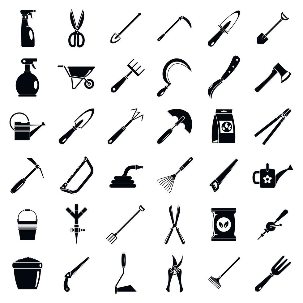 Home gardening tools icon set, simple style vector