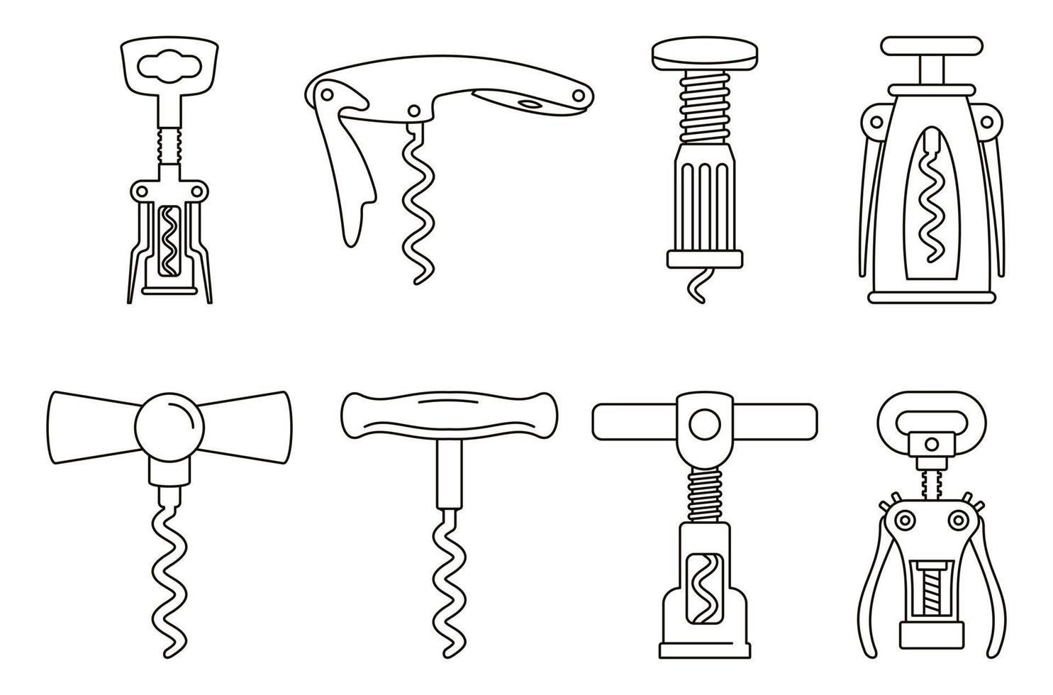 Home corkscrew icon set, outline style vector