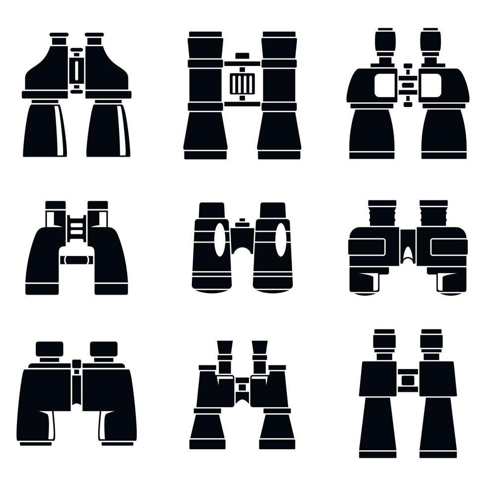 Discovery binoculars icons set, simple style vector