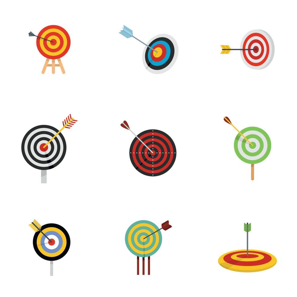 Target with arrow icons set, flat style vector