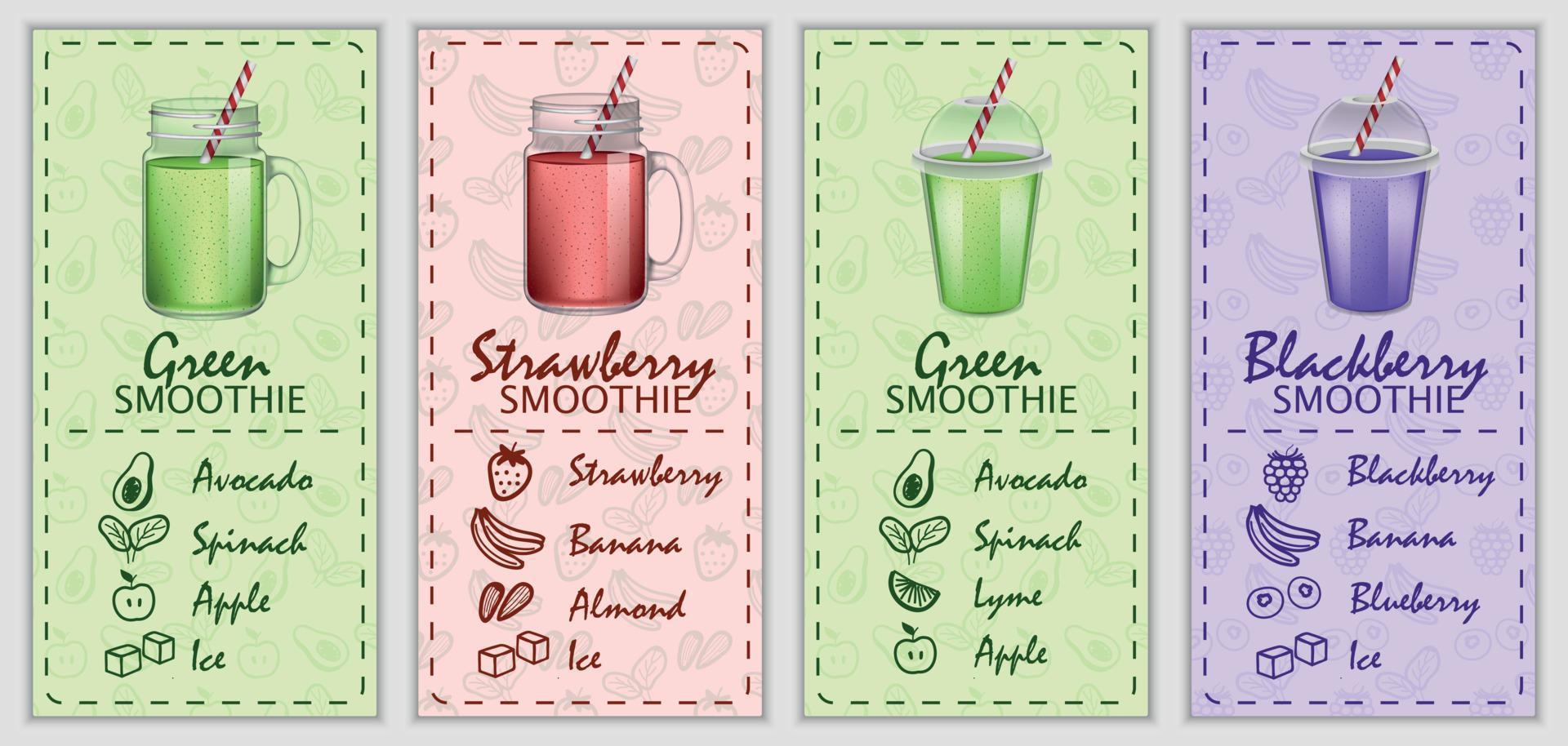 Smoothie fruit juice banner set, realistic style vector