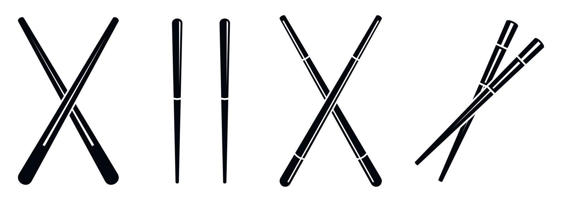 Japanese chopsticks icons set, simple style vector