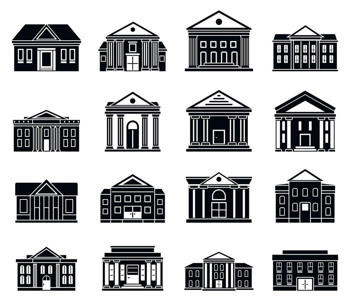 Courthouse building icons set, simple style vector